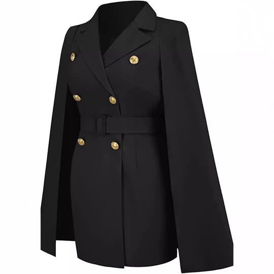 Damen Kurzblazerkleid mit Cape-Ärmeln und doppelreihiger Zierknopfleiste Nord Taschen