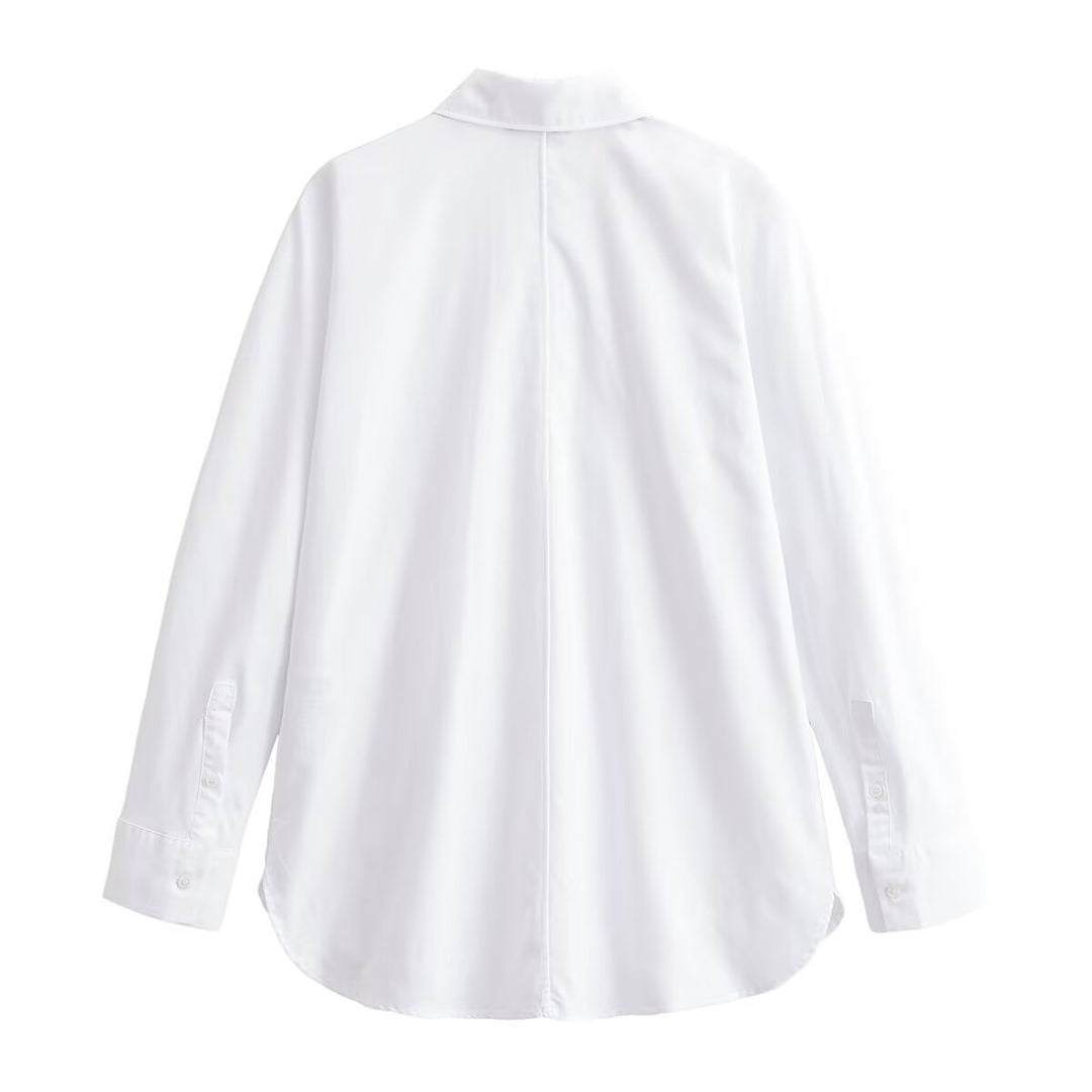 Damen Oversized-Bluse mit dekorativen Froschverschlüssen und Hemdkragen Nord Taschen