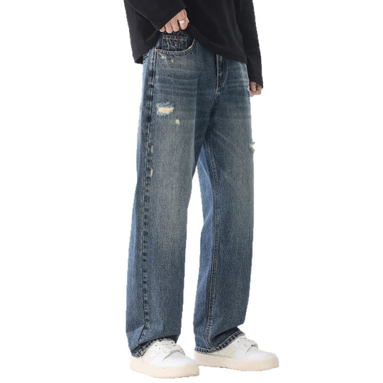 Herren Locker geschnittene Baggy-Jeans aus robustem Denim mit Distressed-Details Nord Taschen