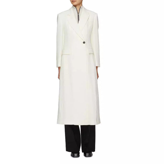 Damen Bodenlanger Schnittblazer-Mantel mit strukturierter Tailoring‑Silhouette Nord Taschen