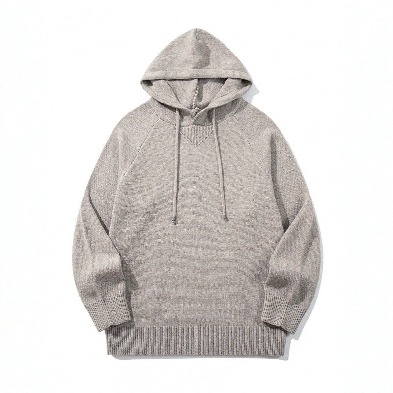 Unisex Oversize Strickkapuzenpullover mit Raglanärmeln und Rippbündchen Nord Taschen
