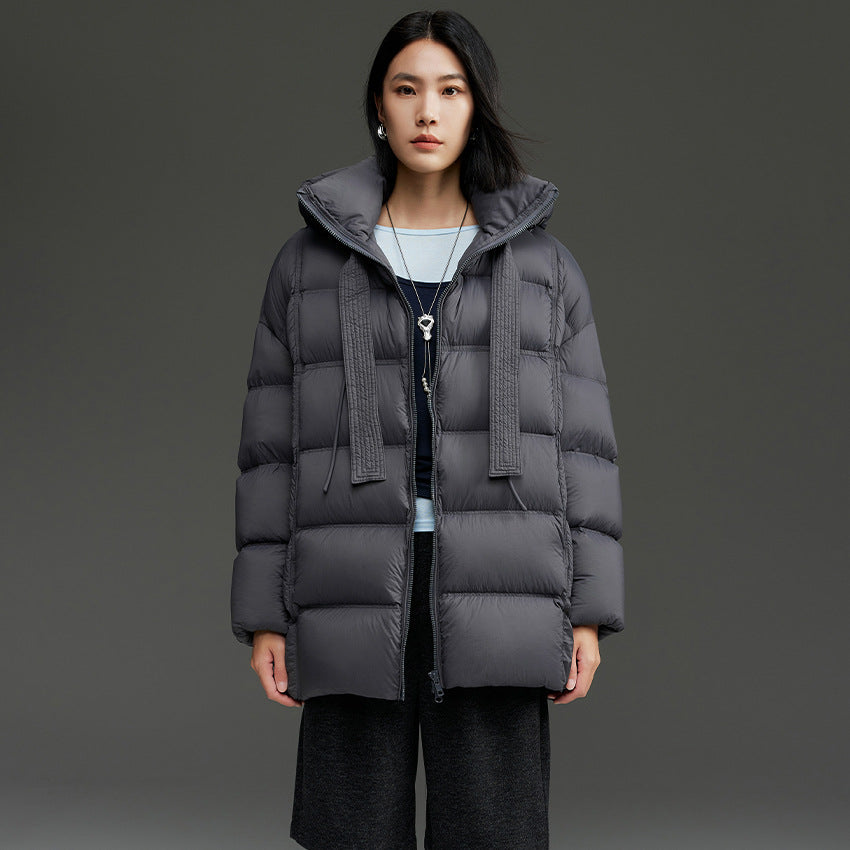 Damen Boxy-Steppjacke mit übergroßem Thermokragen und dekorativen Kordel-Details Nord Taschen