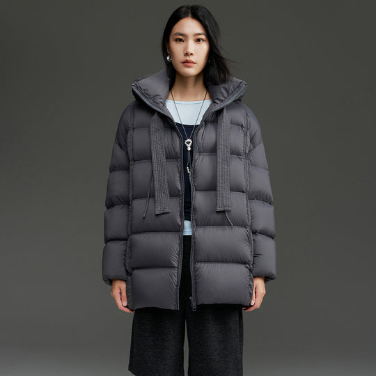 Damen Boxy-Steppjacke mit übergroßem Thermokragen und dekorativen Kordel-Details Nord Taschen