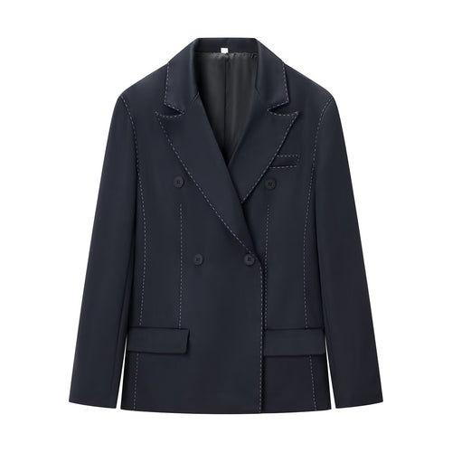 Damen Doppelreihiger Blazer mit dekorativen Ziernähten und Pattentaschen Nord Taschen