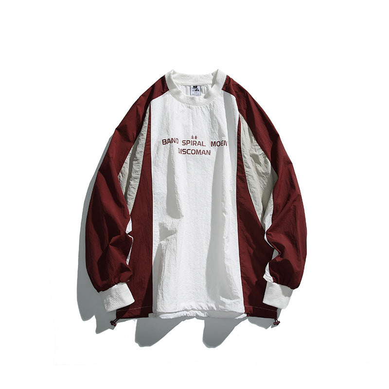 Unisex Weitgeschnittenes Colorblock-Langarmshirt aus leichter Nylon-Mischung mit Raglanärmeln und Brustprint Nord Taschen