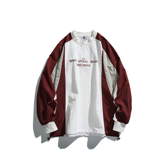 Unisex Weitgeschnittenes Colorblock-Langarmshirt aus leichter Nylon-Mischung mit Raglanärmeln und Brustprint Nord Taschen
