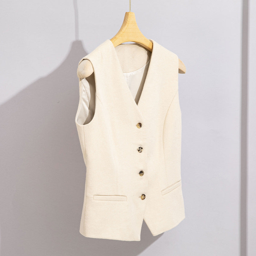 Damen Lang geschnittener Wollmix-Blazer mit Ein-Knopf-Verschluss und Pattentaschen Nord Taschen