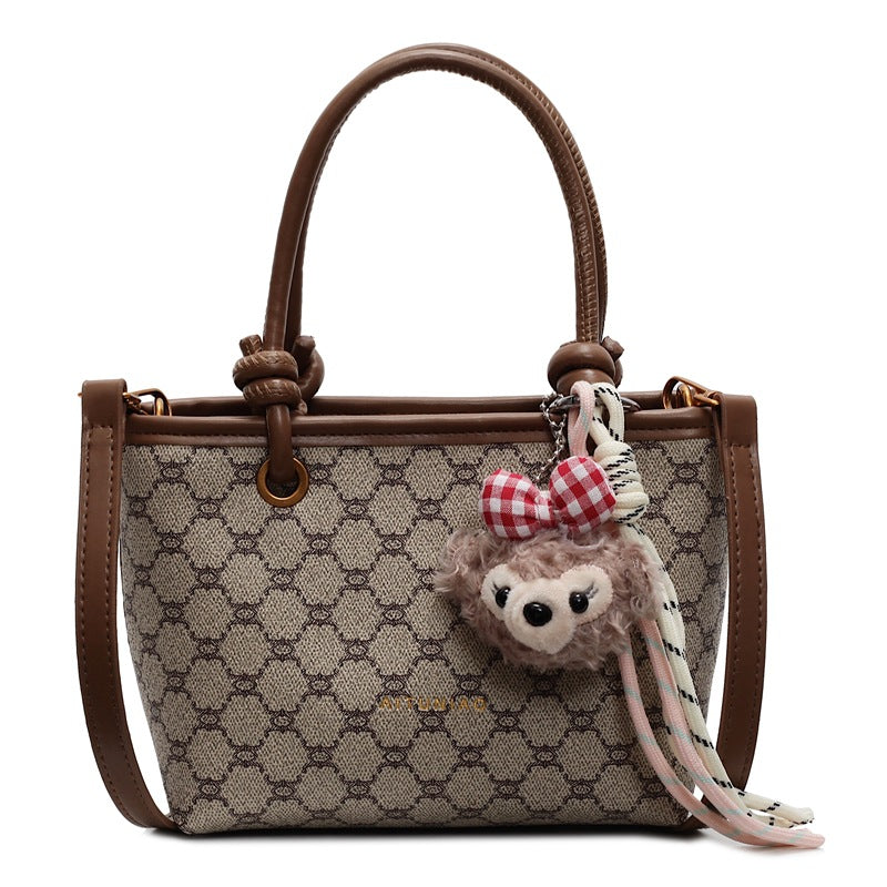 Damen modische Handtasche mit süßem Tieranhänger Nord Taschen