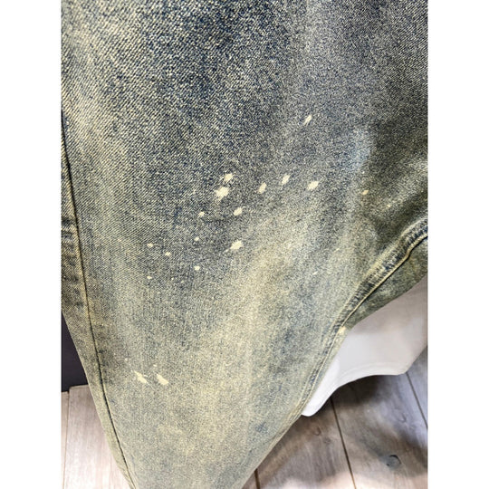 Herren Relaxed-Tapered Vintage-Jeans mit Paint‑Splatter, hohem Bund und umgeschlagenem Saum Nord Taschen