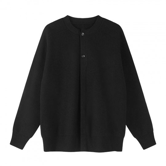 Unisex Boxiger Feinstrick-Cardigan mit Rundhals, Raglanärmeln und teilverdeckter Knopfleiste Nord Taschen