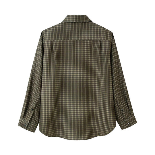 Damen Oversize-Karo-Hemd mit Brusttasche und abgerundetem Saum Nord Taschen