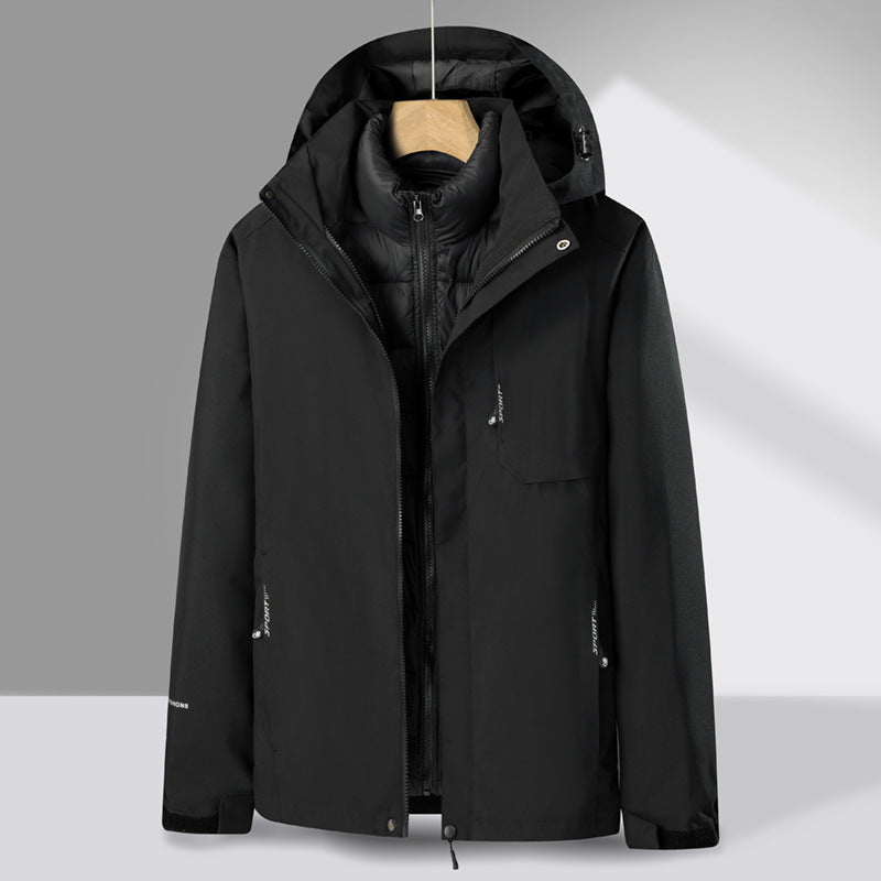 Herren dreiteiliger Übergangsparka mit abnehmbarer gesteppter Innenjacke und wetterfester Softshell-Außenlage Nord Taschen