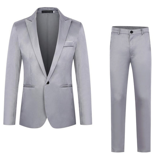 Herren tailliertes Anzugset aus feinem Satin mit schlanker Silhouette und Ein-Knopf-Sakko Nord Taschen