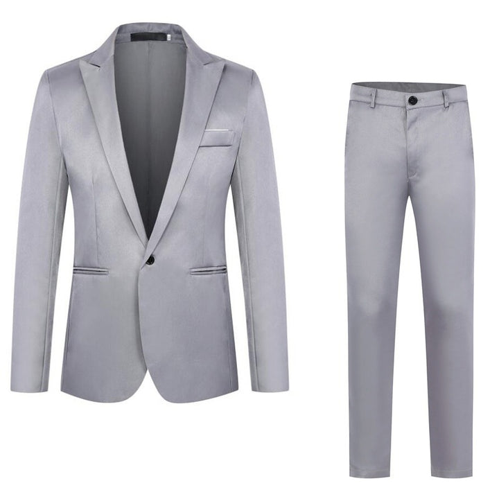 Herren tailliertes Anzugset aus feinem Satin mit schlanker Silhouette und Ein-Knopf-Sakko Nord Taschen