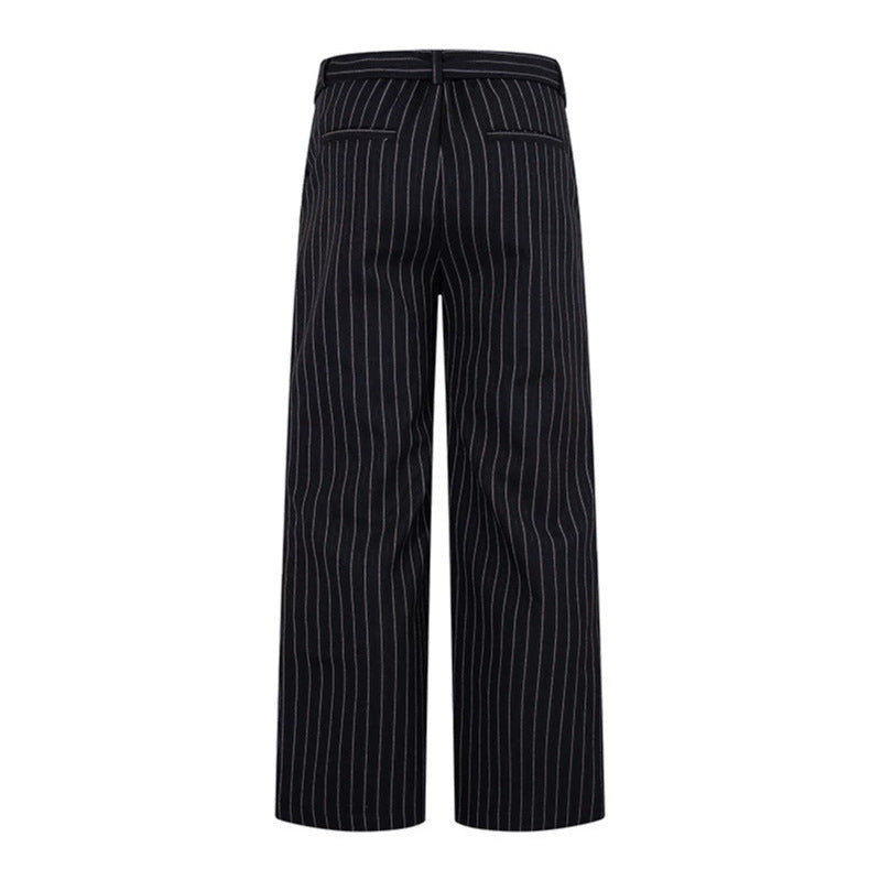 Damen Weite Leinen-Mix Culotte-Hose mit Hochbund und D-Ring-Gürtel Nord Taschen