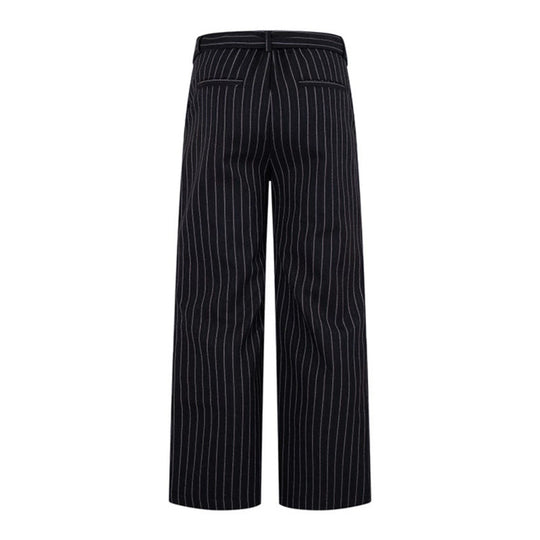 Damen Weite Leinen-Mix Culotte-Hose mit Hochbund und D-Ring-Gürtel Nord Taschen