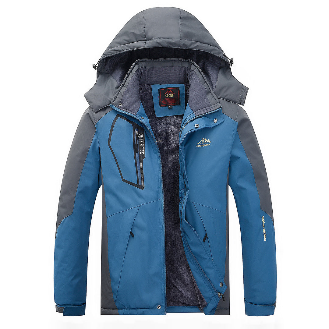 Herren wasserabweisende Outdoorjacke mit Teddyfleece-Innenlage, verstellbarer Kapuze und Multifunktions-Taschen Nord Taschen