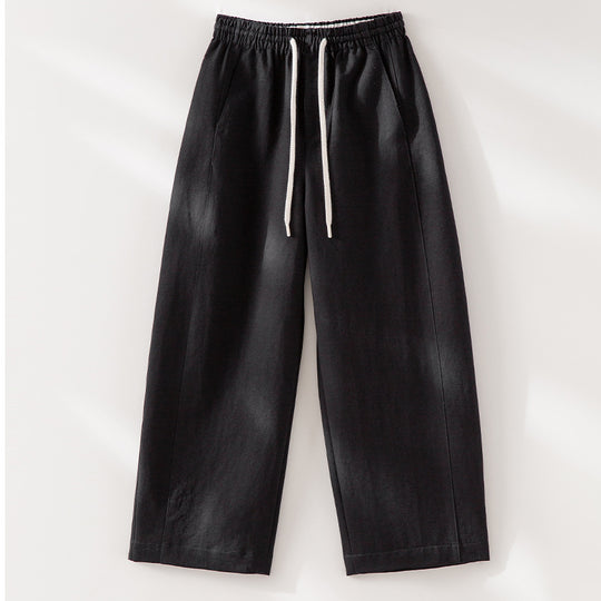 Damen Weite High‑Waist Leinenmix-Hose mit elastischem Bund und Kordelzug Nord Taschen