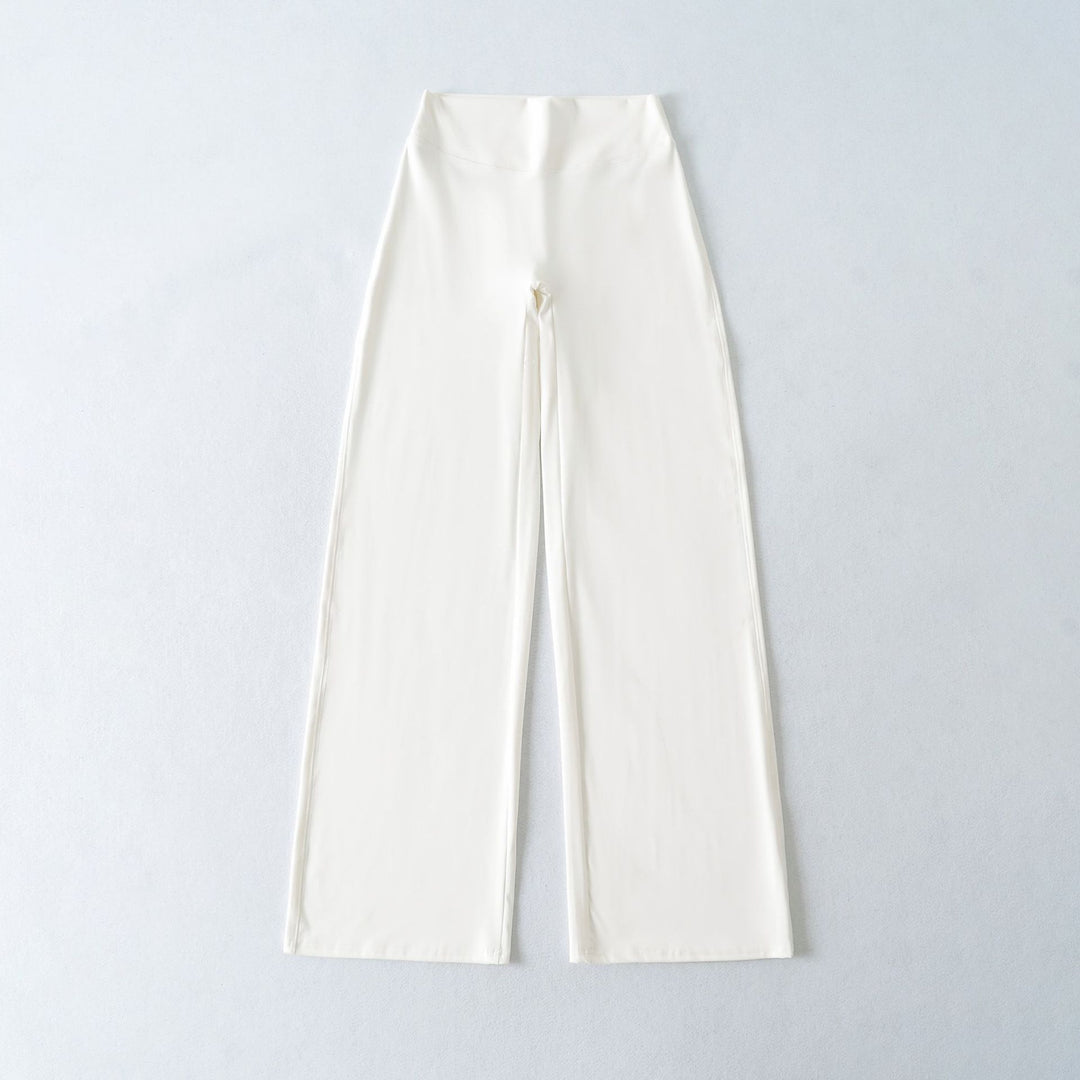 Damen Weite High Waist Loungehose aus Stretchjersey mit fließendem Schlag Nord Taschen