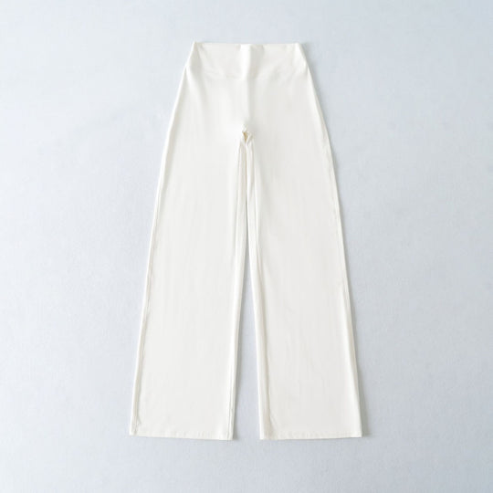 Damen Weite High Waist Loungehose aus Stretchjersey mit fließendem Schlag Nord Taschen
