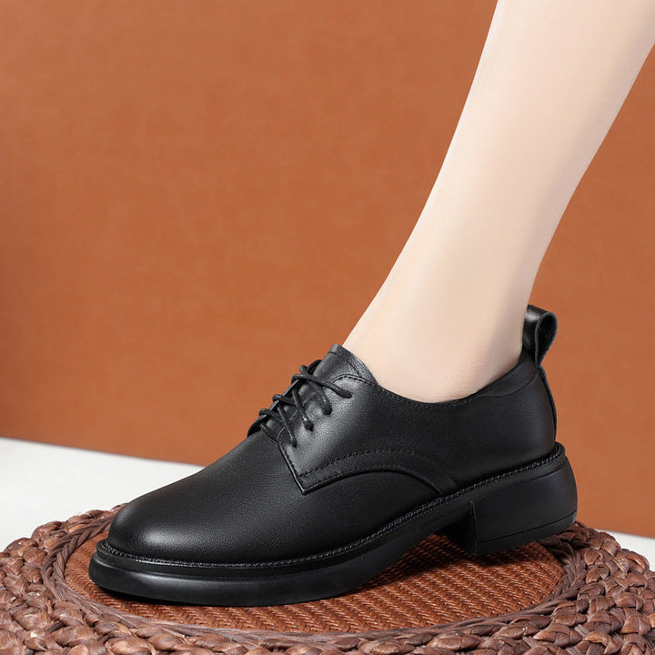 Damen Elegante Schnürschuhe mit komfortablem Blockabsatz und glattem Obermaterial