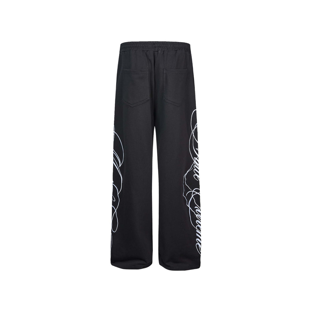 Damen Weiche Loungehose mit weitem Bein, elastischem Bund und Statementdruck Nord Taschen
