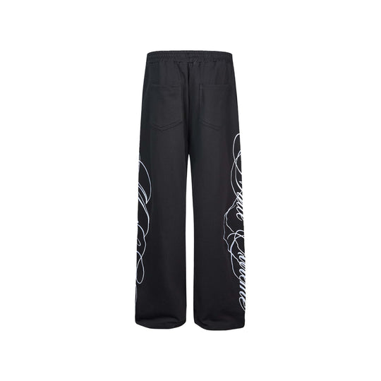 Damen Weiche Loungehose mit weitem Bein, elastischem Bund und Statementdruck Nord Taschen