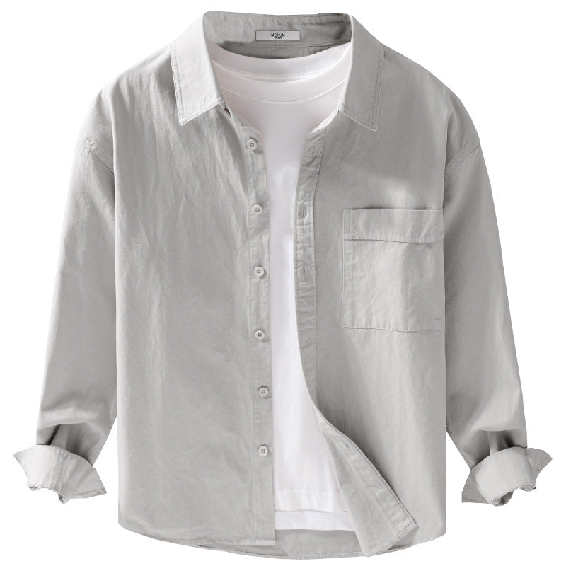 Herren Baumwoll-Overshirt im Relaxed-Fit mit aufgesetzter Brusttasche Nord Taschen