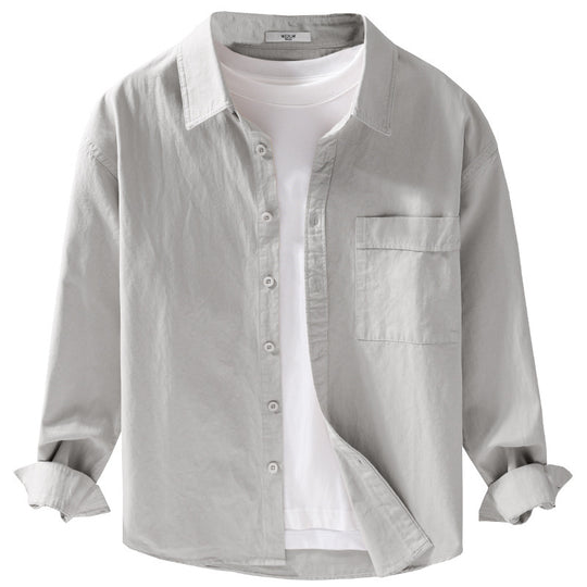 Herren Baumwoll-Overshirt im Relaxed-Fit mit aufgesetzter Brusttasche Nord Taschen
