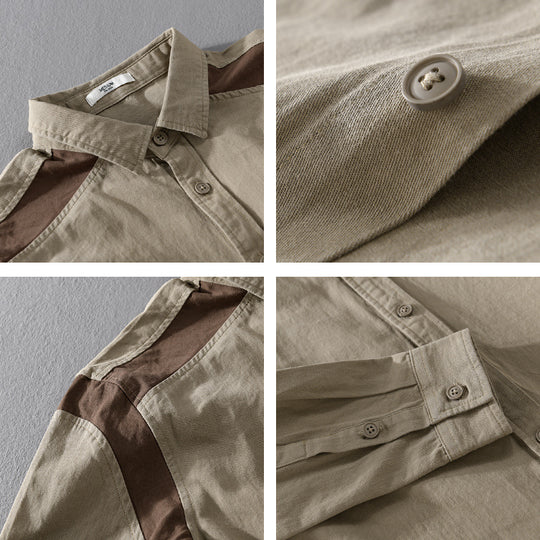 Herren Overshirt mit Kontrastpasse und lockerem Schnitt aus Baumwollmix Nord Taschen