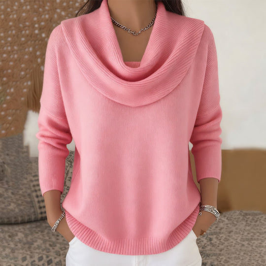 Damen Stylischer Bootcut Pullover mit Wasserfall-Ausschnitt Nord Taschen
