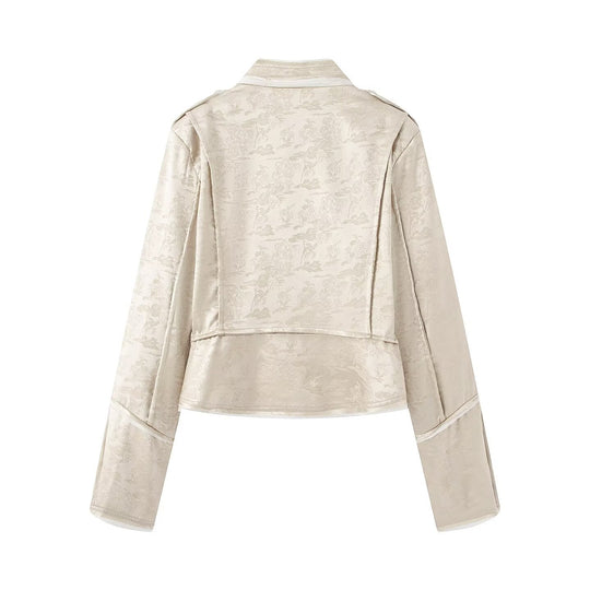 Damen Ornamentale Militärjacke aus Jacquard mit asymmetrischer Zierknopfleiste Nord Taschen