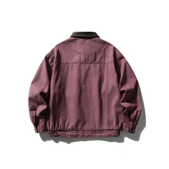 Herren kastig geschnittener Canvas‑Blouson mit kontrastierendem Lederkragen und elastischem Saum Nord Taschen