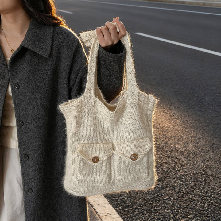 Damen handgefertigte Stricktasche mit zwei Taschen Nord Taschen