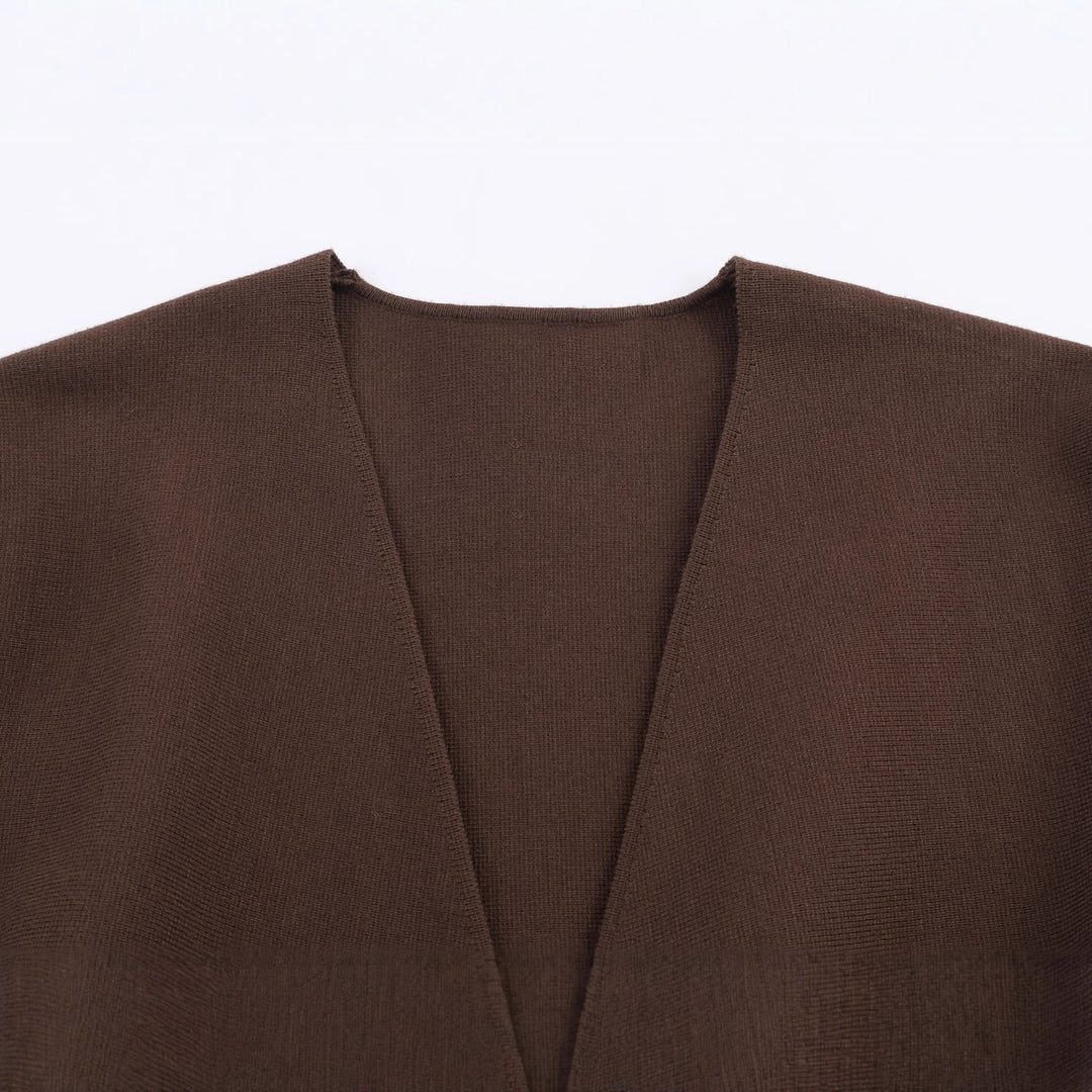 Damen 100+ Wickelcardigan mit Taillengürtel, Ballonärmeln und ausgestelltem Saum Nord Taschen