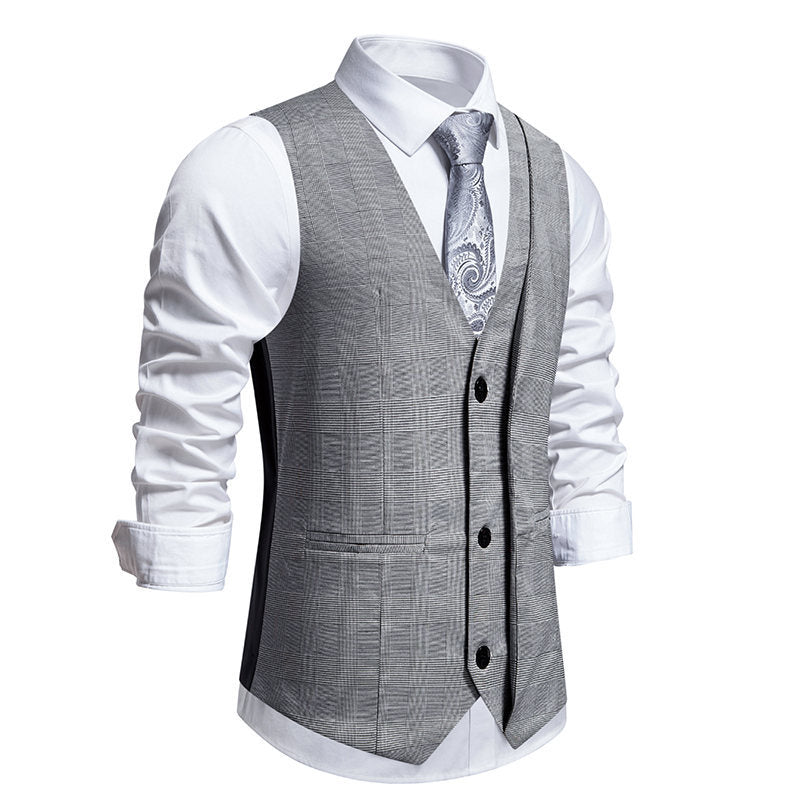 Herren elegante Anzugweste mit klassischem Herringbone-Muster und praktischen Taschen Nord Taschen