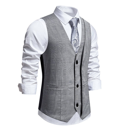 Herren elegante Anzugweste mit klassischem Herringbone-Muster und praktischen Taschen Nord Taschen