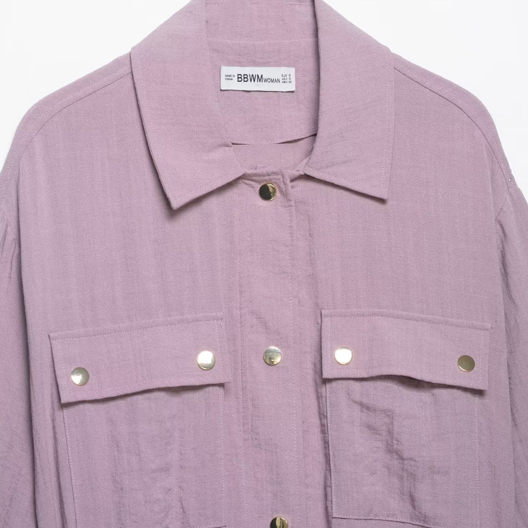 Damen Utility-Overshirt-Jacke mit Kordelzug und aufgesetzten Taschen Nord Taschen