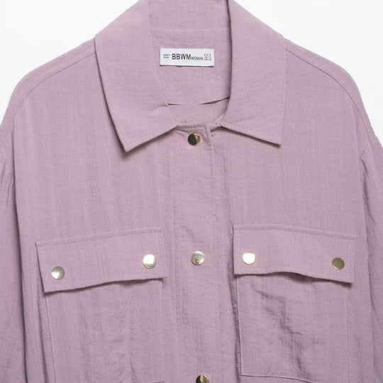 Damen Utility-Overshirt-Jacke mit Kordelzug und aufgesetzten Taschen Nord Taschen