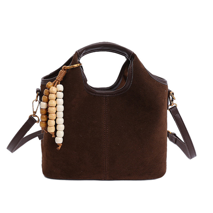 Damen elegante Velours-Handtasche mit abnehmbarem Anhänger Nord Taschen
