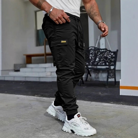 Herren Tapered Utility-Cargohose mit Tunnelzugbund, elastischen Bündchen und Mehrfachtaschen Nord Taschen