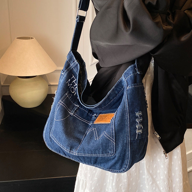 Damen modische Schultertasche aus hochwertigem Denim Nord Taschen