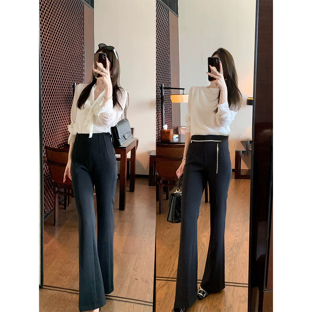 Damen Elegante Hoch taillierte Palazzo-Hose Nord Taschen