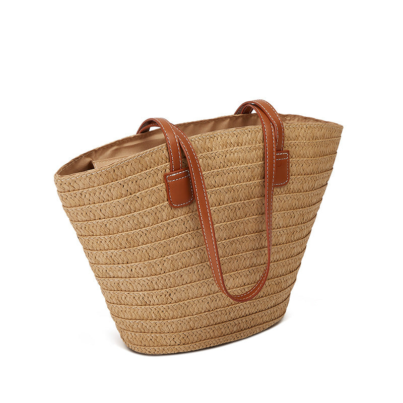 Damen Strandtasche aus geflochtenem Naturmaterial mit lässigem Design Nord Taschen