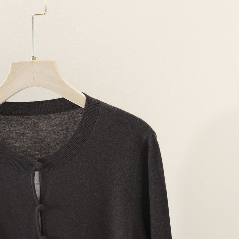 Damen Zweilagiger Strickcardigan mit innenliegendem Top und feiner Rippenkante Nord Taschen