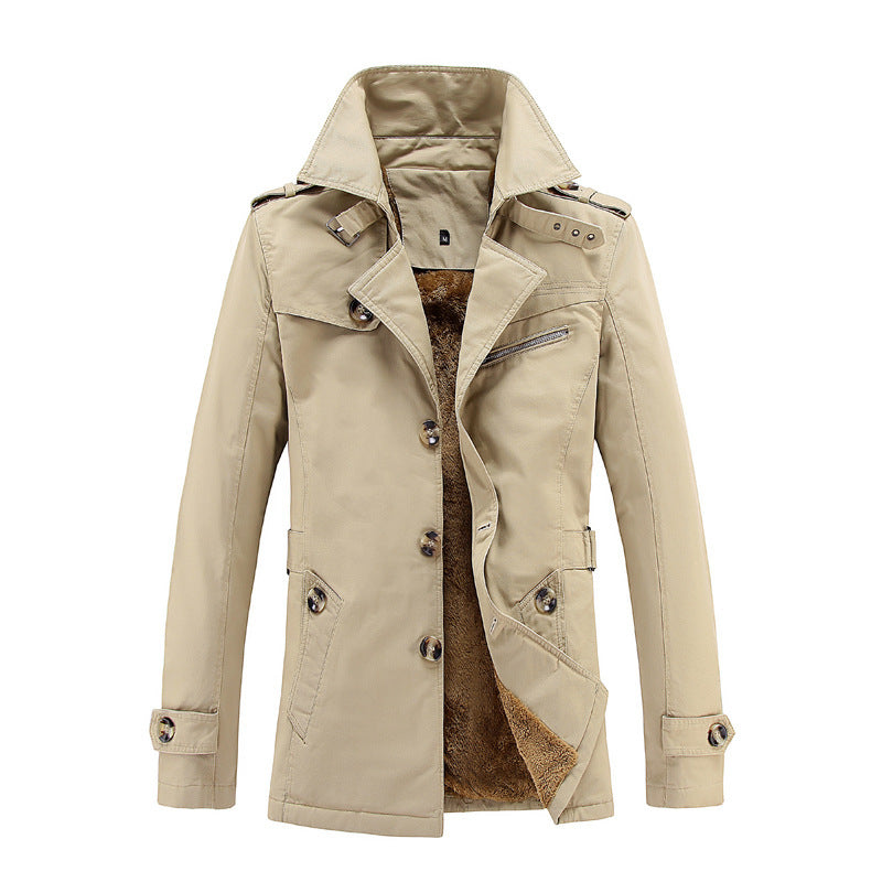 Herren  legerer Baumwoll-Blazer mit Knopfleiste, aufgesetzten Taschen und gestreiftem Innenfutter Nord Taschen
