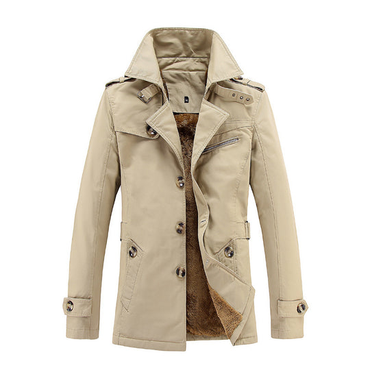 Herren  legerer Baumwoll-Blazer mit Knopfleiste, aufgesetzten Taschen und gestreiftem Innenfutter Nord Taschen