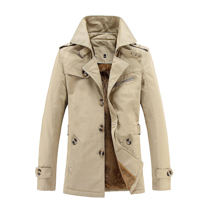Herren  legerer Baumwoll-Blazer mit Knopfleiste, aufgesetzten Taschen und gestreiftem Innenfutter Nord Taschen