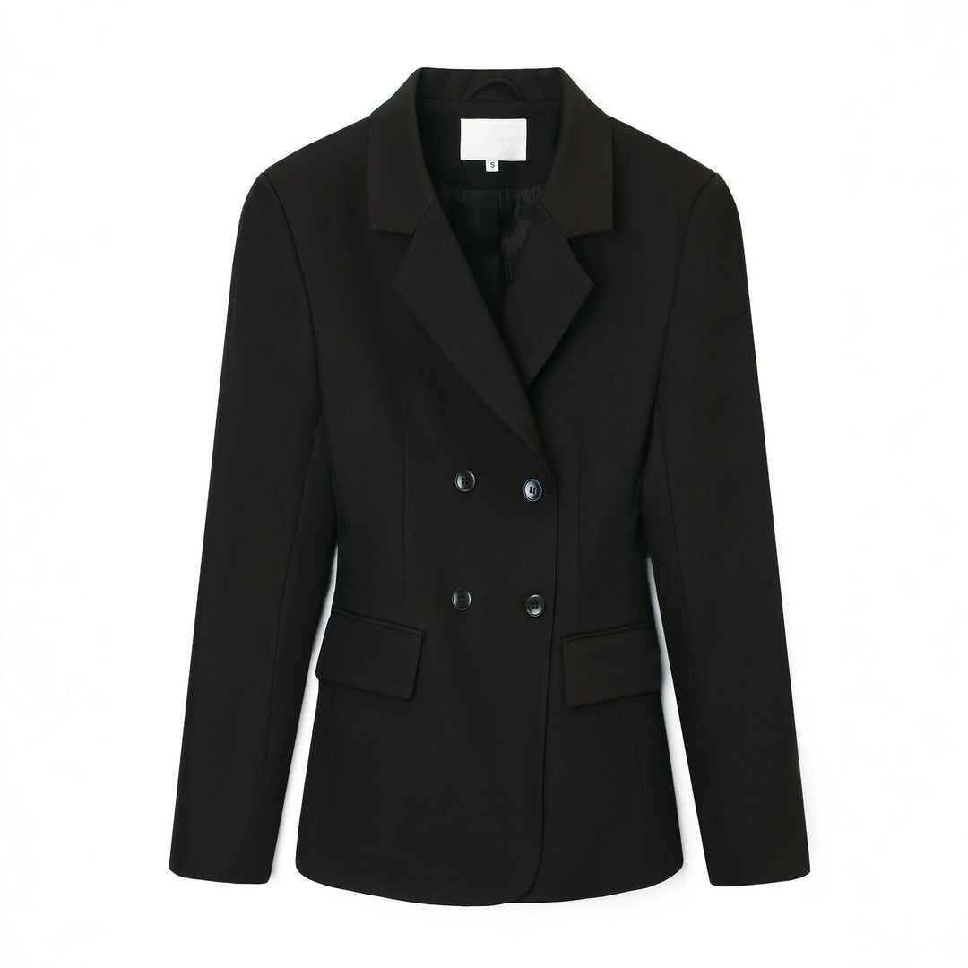 Damen Doppelreihiger taillierter Business‑Blazer mit Pattentaschen und fallendem Revers Nord Taschen