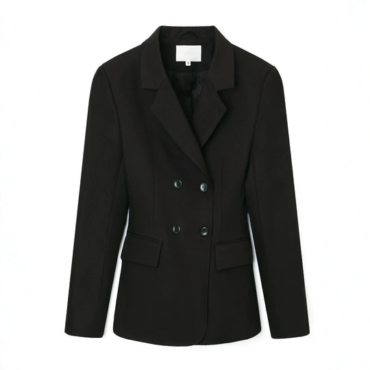 Damen Doppelreihiger taillierter Business‑Blazer mit Pattentaschen und fallendem Revers Nord Taschen